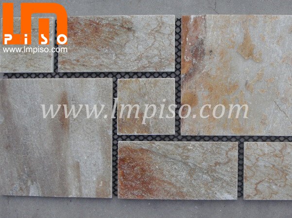 Mixed color slate paving stone