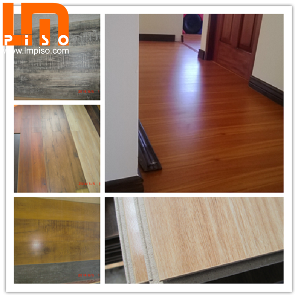Luxrious beveled v groove CE certified handscraped finish laminate flooring